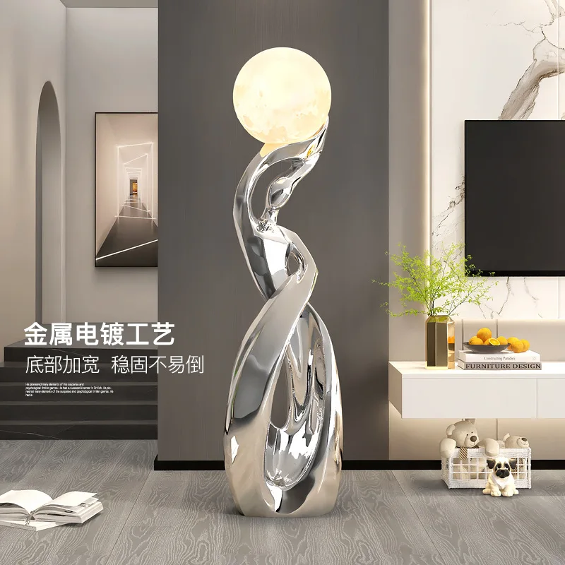 Large floor-to-ceiling abstract art ornament lamp, living room TV cabinet, home decoration