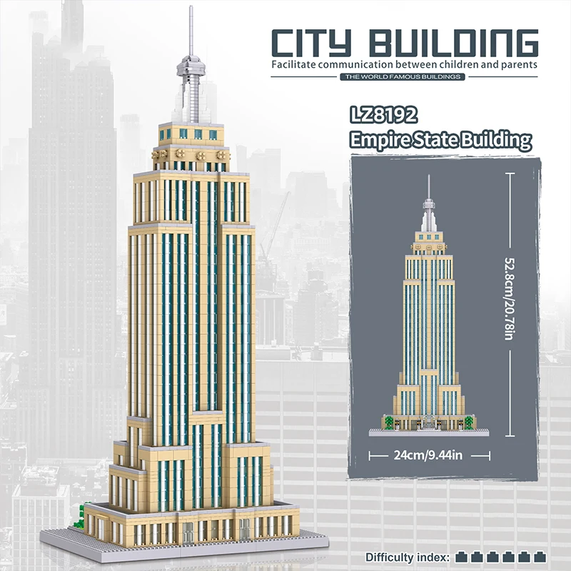 3819PCS Empire State Building World Famous City Street View Architectural Model Mini Bricks Desktop Decoration Kids Toys Gifts