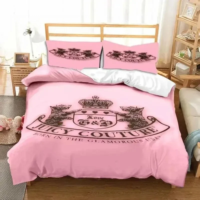 3D Print Fashion Juicy Couture Crown Bedding Set Boys Girls Bed Set Pillowcase Bed Three-piece Bed Set