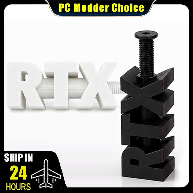 Graphics Card Bracket Creative Type ‘Geforce RTX’ Logo, 3D Printing Vertical GPU Holder Jack 7.5-12.3cm Adustable, Black/White