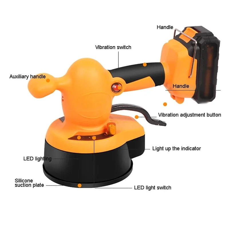 21V Rechargeable Ceramic Tile Machine LED Lighting Tile Machine  Wall Tile Marble Wibrator with 1 * Battery + 1 * Charger