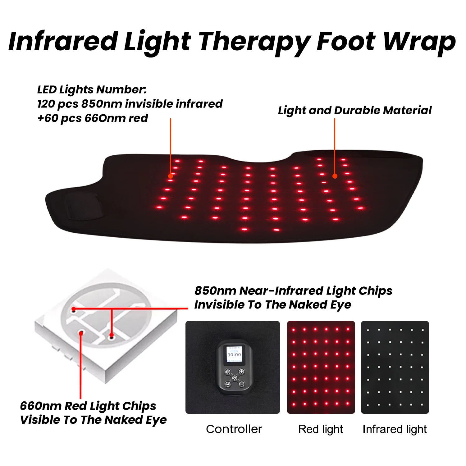 Hersteller 660 nm 850 nm tragbare flexible Fußpantoffeln Ausrüstung Gerät Stiefel Puls Rote Infrarot-Lichttherapie