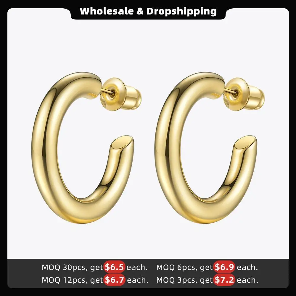 Enfashion Small Hoop Earrings Solid Gold color Eternity Earings Stainless Steel Circle Earrings For Women Jewelry EC171023