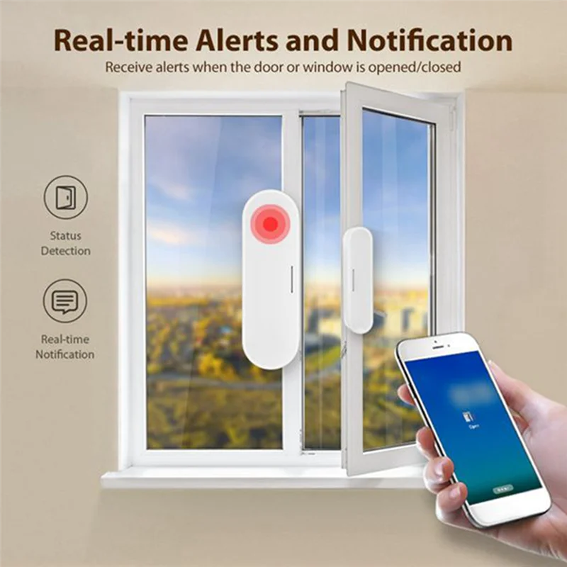 AB53 2PCS Tuya Matter Thread Door Window Sensor Alarm Smart Home Wireless Detector Work Withhomekit Alexa Google Home