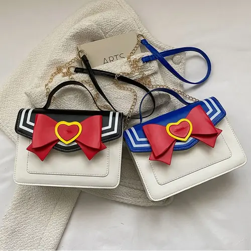 Imagen 2 del producto Sailor Moon-monederos y bolsos de diseñador con lazo, bolso de hombro Kawaii para chicas jóvenes, bolso cruzado, uniforme JK Messenger Ba
