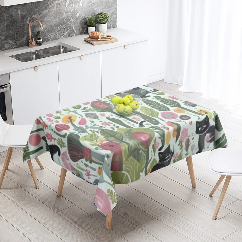 Morandi Grey Abstract Tablecloth Nordic-style Machine Washable Tablecloth Coffee Table Dining Table Dual-use Home Decor