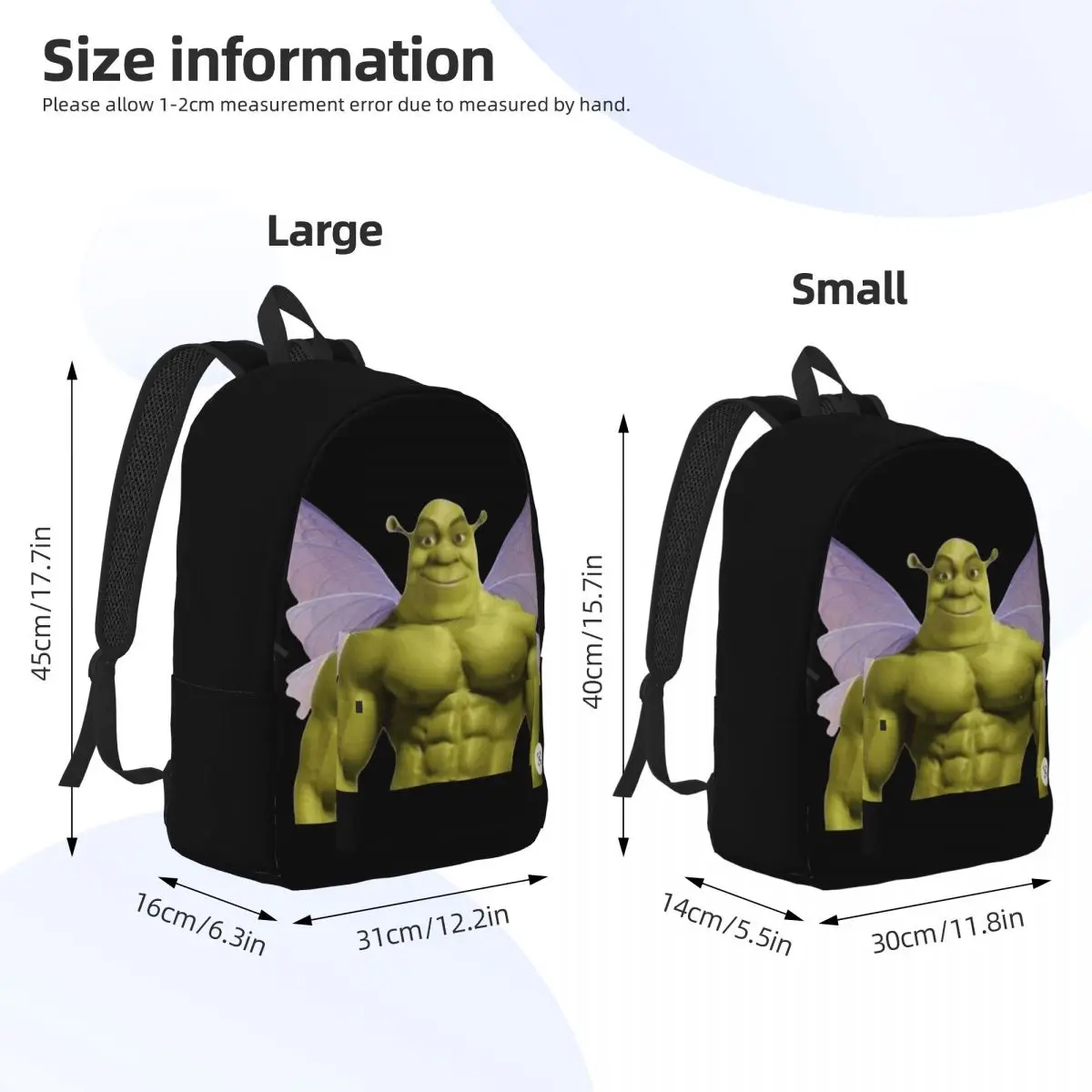 Funny Shreks Meme Backpack for Men Women Cool High School Work Daypack Shreks Butterfly Laptop Computer Shoulder Bag Outdoor