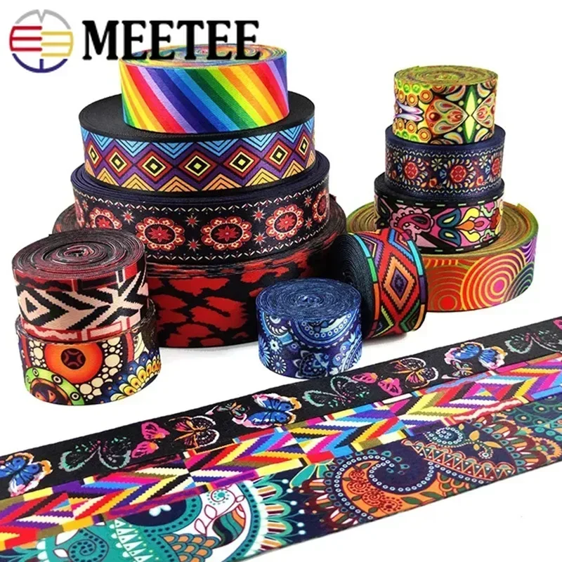 5M 50mm 2\'\' Ethnic Jacquard Webbing Tapes Costume Belt Decoration Lace Ribbon DIY Bags Strap Band Sewing Bais Accessories