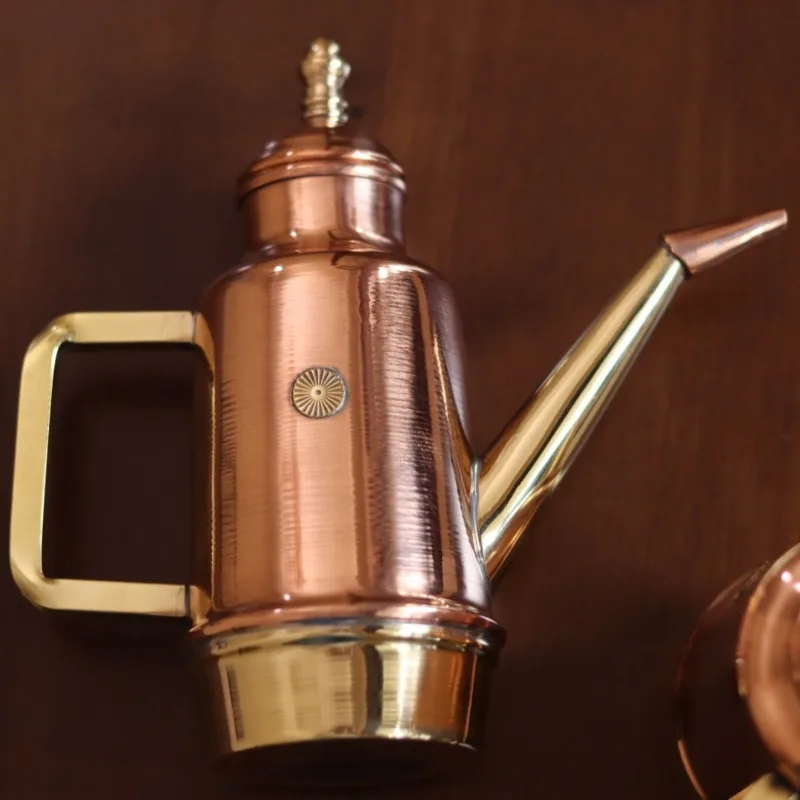 450ml Handmade Copper Oil Can Italian Traditional Commercial Pizza Oven Oil Dispenser Kitchen Cooking Utensil