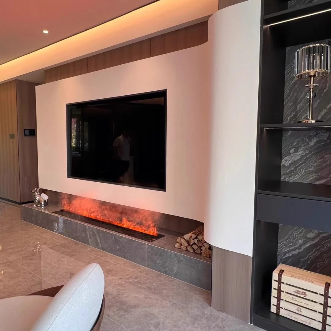 5 Years Warranty  water vapor fire no heat linear electric 1200mm fireplaces 3d steam heater