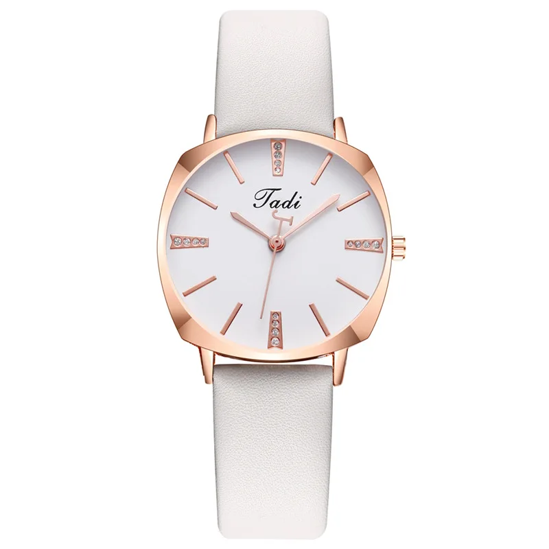 Luxury Diamond Leather Strap Analog Quartz Watch Simple Elegant Temperament Square Dial Wristwatch Relojes Para Mujer