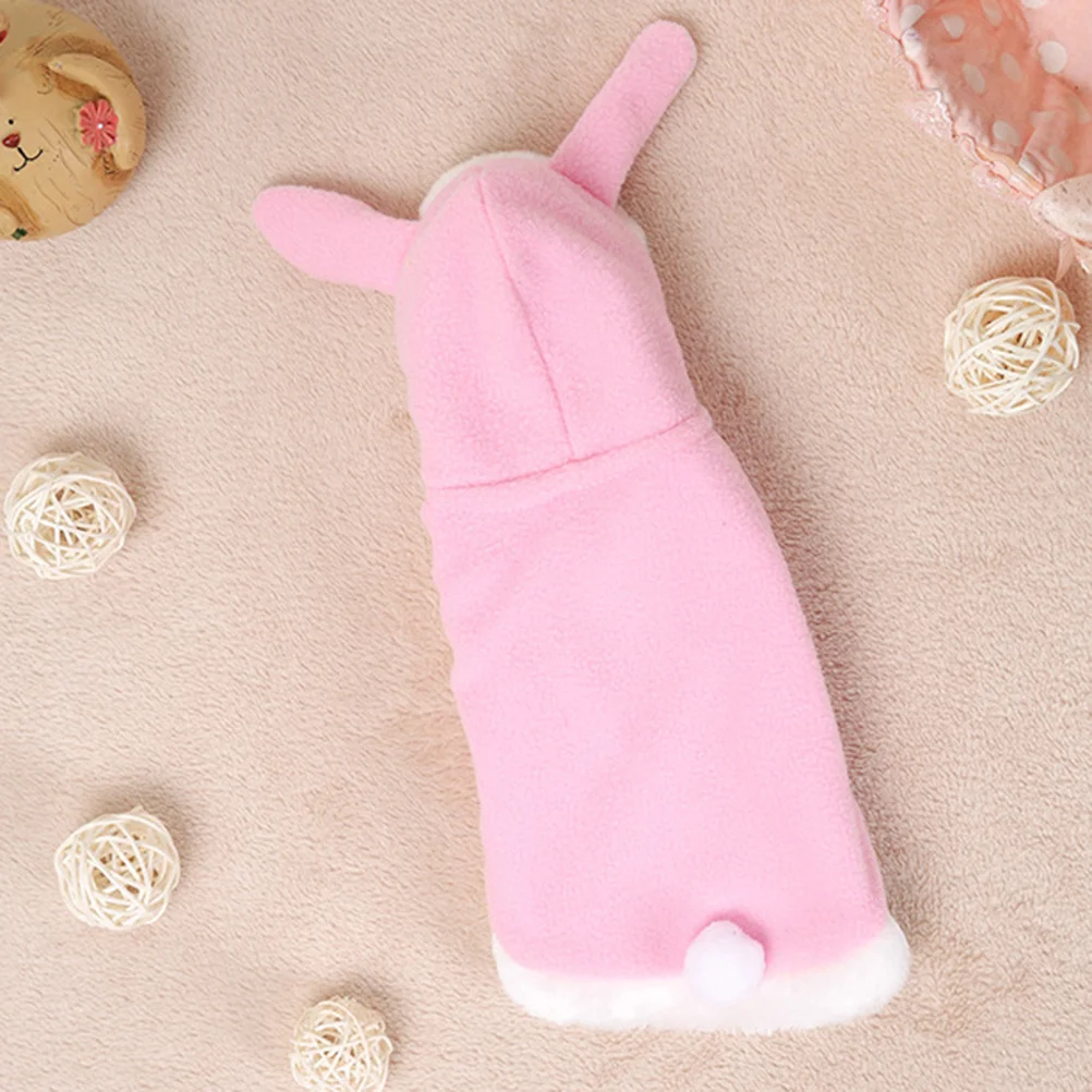 

Rabbit Costume For Small Dogs Cats Warm Hooded Bunny Ears Pink Pet Outfit Party Halloween Birthday Wear Dog Clothes