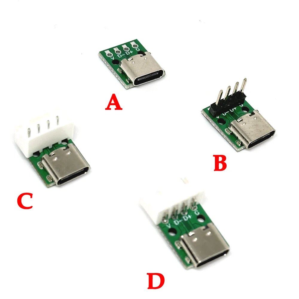 1-10PCS/lot USB TYPE-C 16 Pin to 2.54mm DIP PCB Connector Pinboard Test Board Solder Female Dip Pin Header Adapter