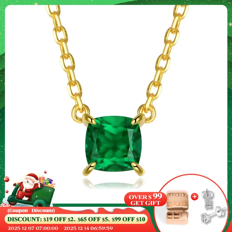 

ATTAGEMS Vintage 100% 925 Sterling Silver Moissanite Diamond Emerald Gemstone Diamonds Pendant Necklace Fine Jewelry Wholesale