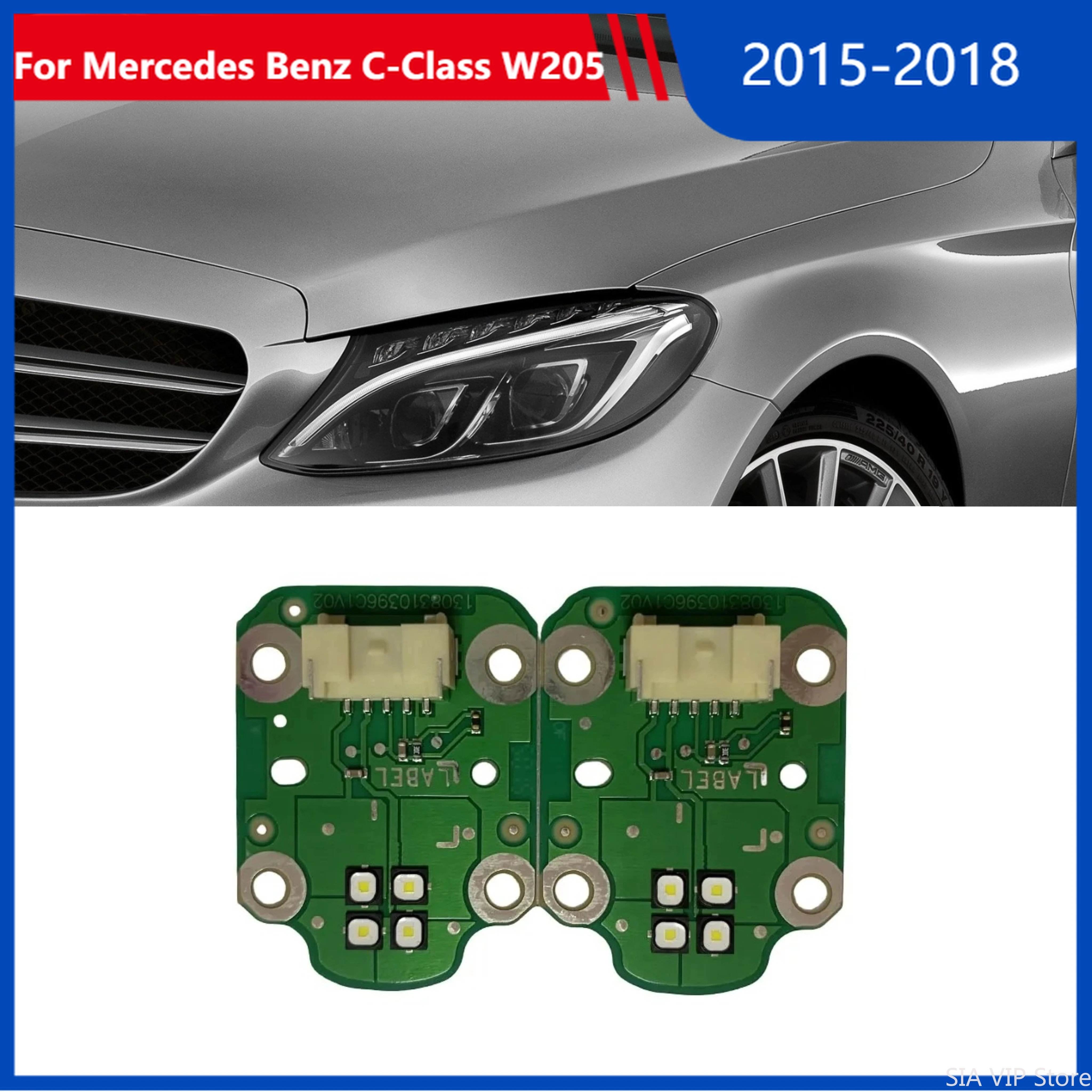 White DRL LED chip Boards For Mercedes Benz C-Class W205 2015-2018 Headlight Daytime Running Light A2059060601 Car headlight