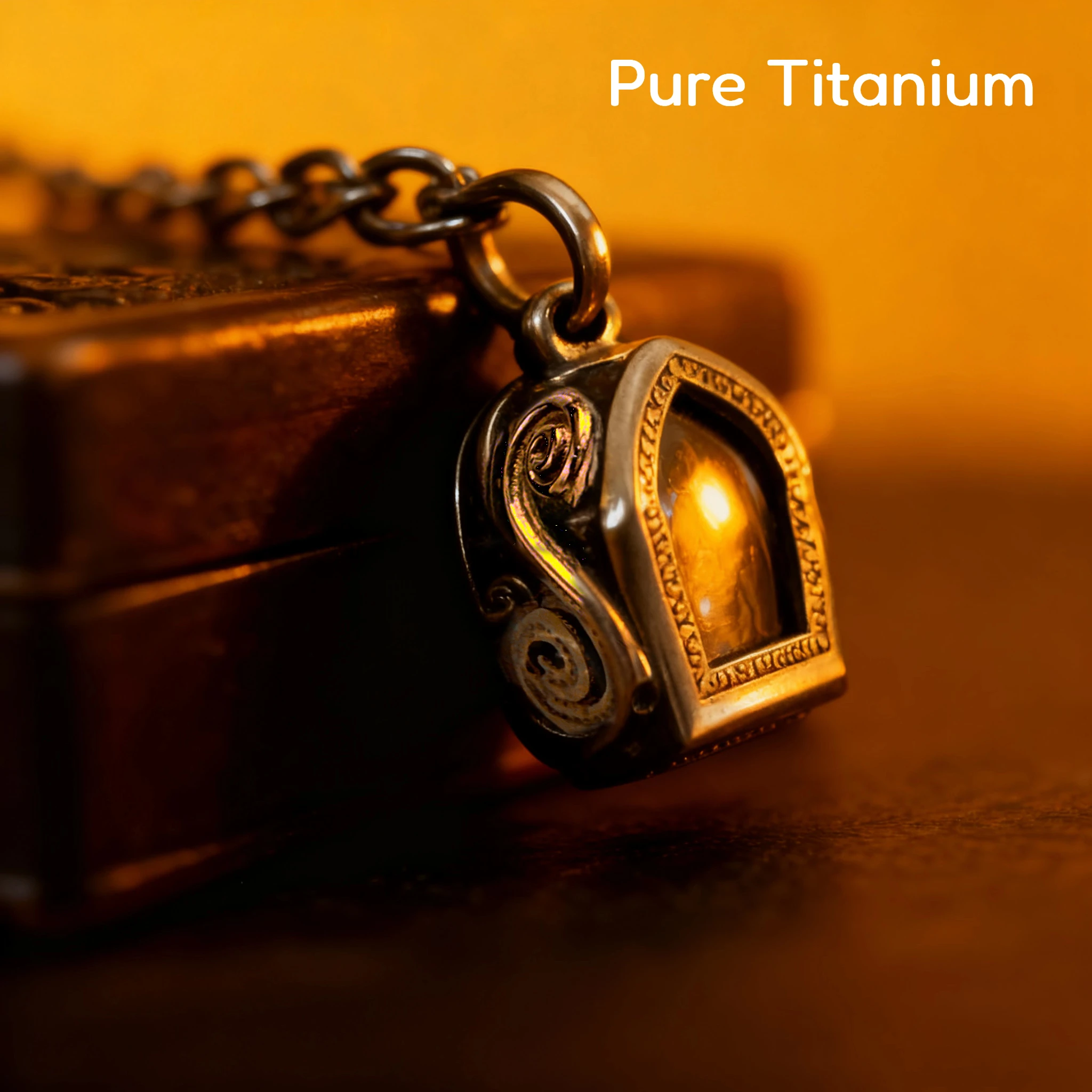 Pure Titanium Ti Gua Hu Box Pendant Necklaces Openable Antique-Finish Accessories Series Plain Retro Mini Buddha Shrine Pendant