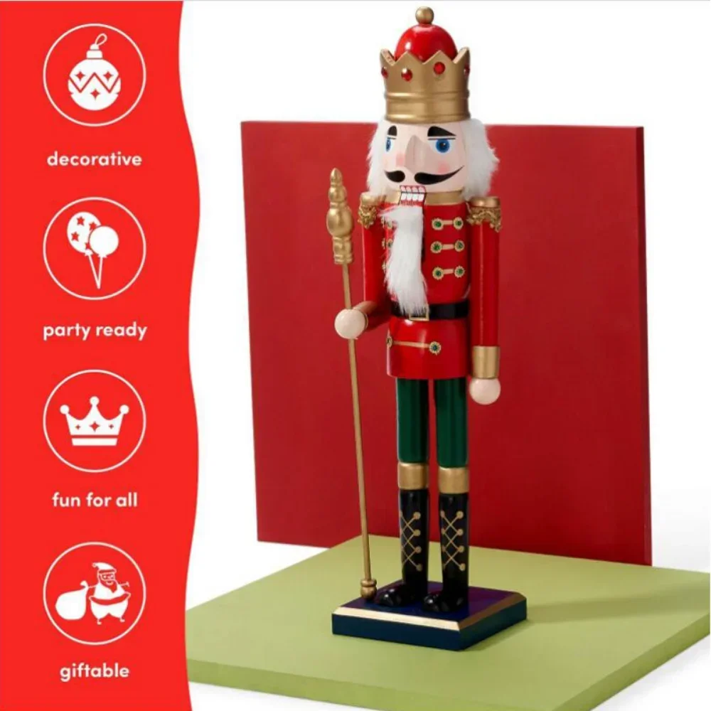 50CM Wooden Decorative Nutcracker Soldier Decorations 20 Inch Wooden Puppet Man New Year Christmas Party Decoration Crafts Gifts