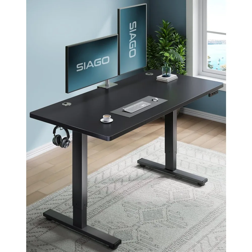 

Electric Standing Desk Adjustable - 48 x 24 Inch Sit Stand up Desk with Cable Management - 3 Memory Preset Adjustable Height