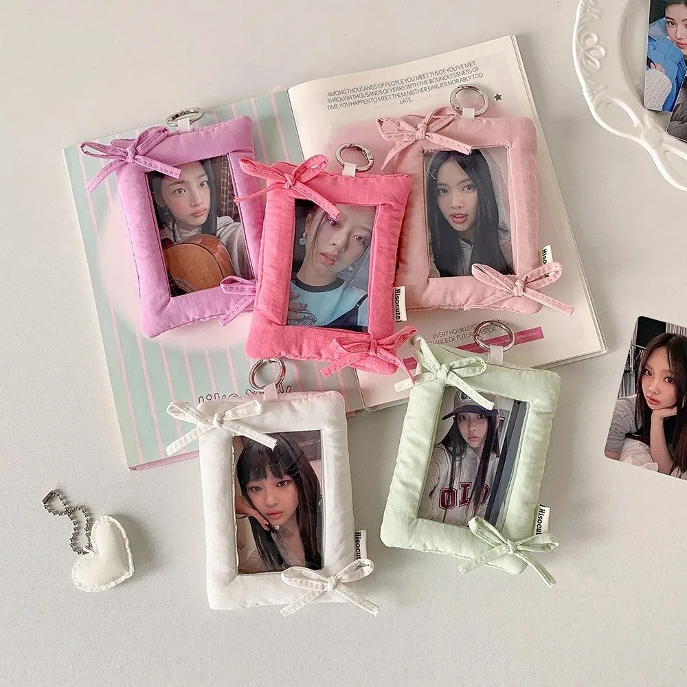 

Bowknot Korean Photocard Holder with Keychain Idol Card Display Protector Backpack Hanging Decoration For Children Girls