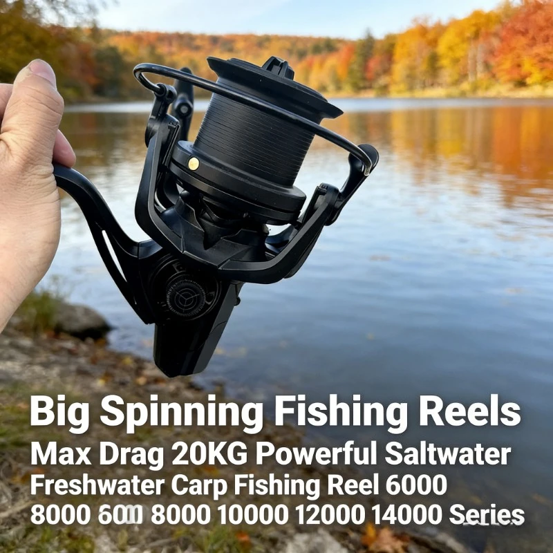 Big Game Spinnangelrollen 20KG Max. Bremskraft Solide Salzwasser- und Süßwasser-Karpfenangelrolle 6000 8000 10000 12000 14000 Serie