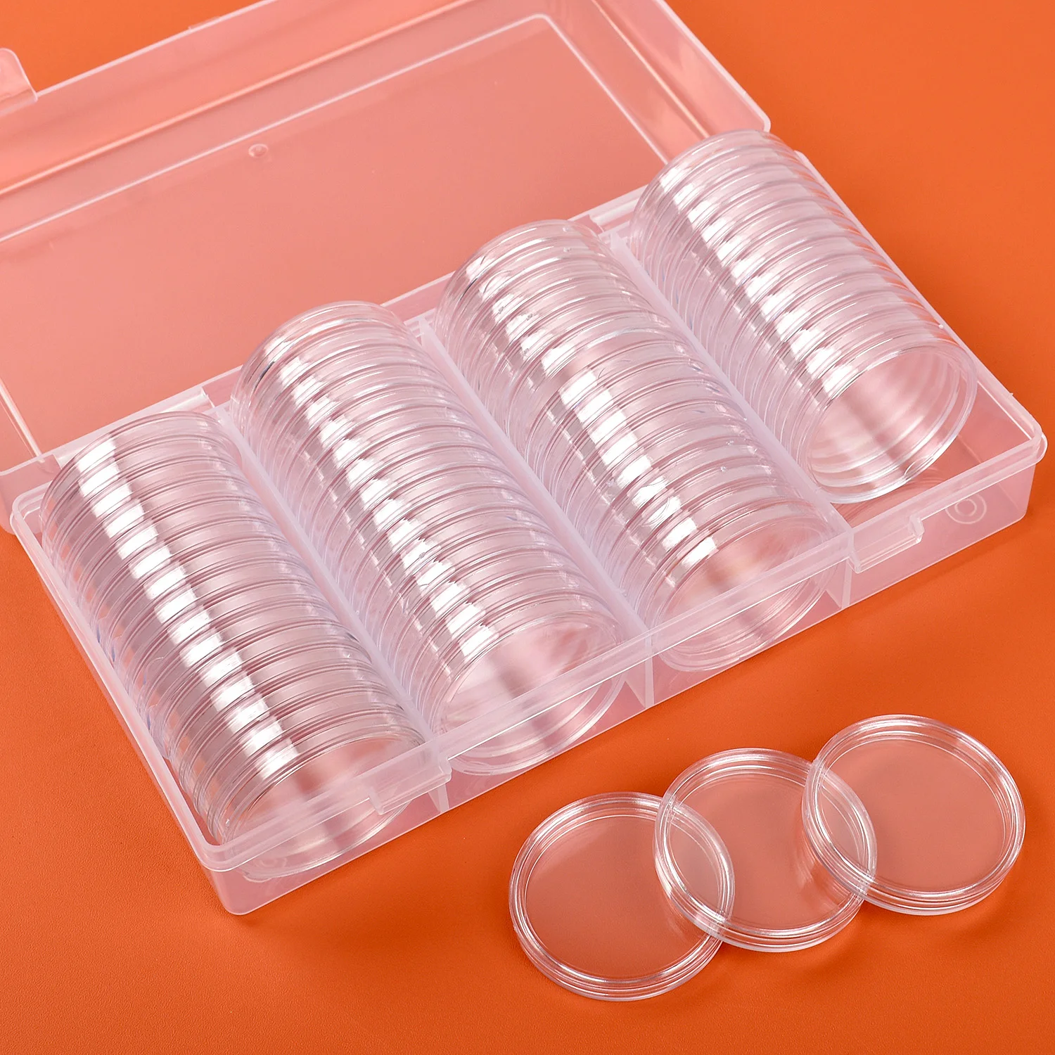 Clear Round Coin Capsule Container Storage Box Gold Copper Coins Holder Portable Case Organizer Box For Coin Collect