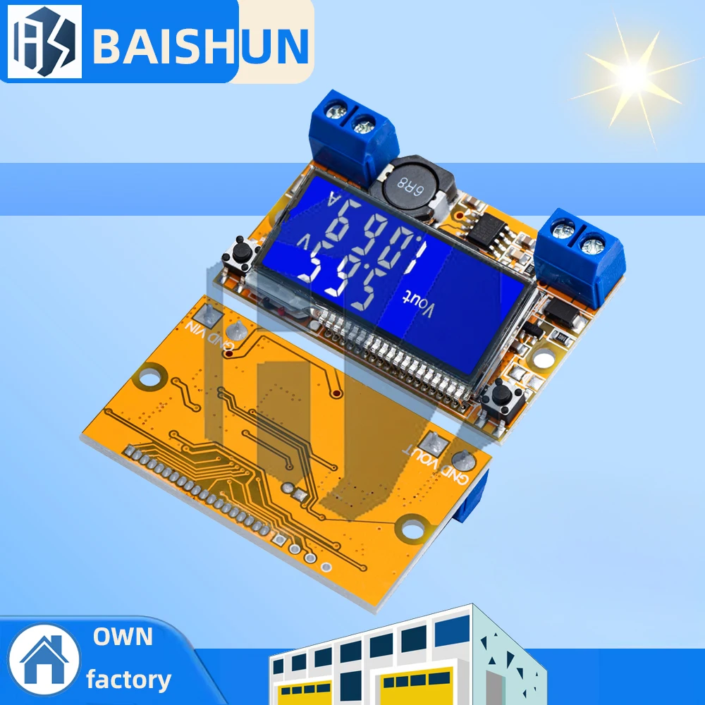 1 peça display duplo dc 5-23v a 0-16.5v 3a max step down fonte de alimentação conversor buck ajustável lcd regulador de tensão step-down