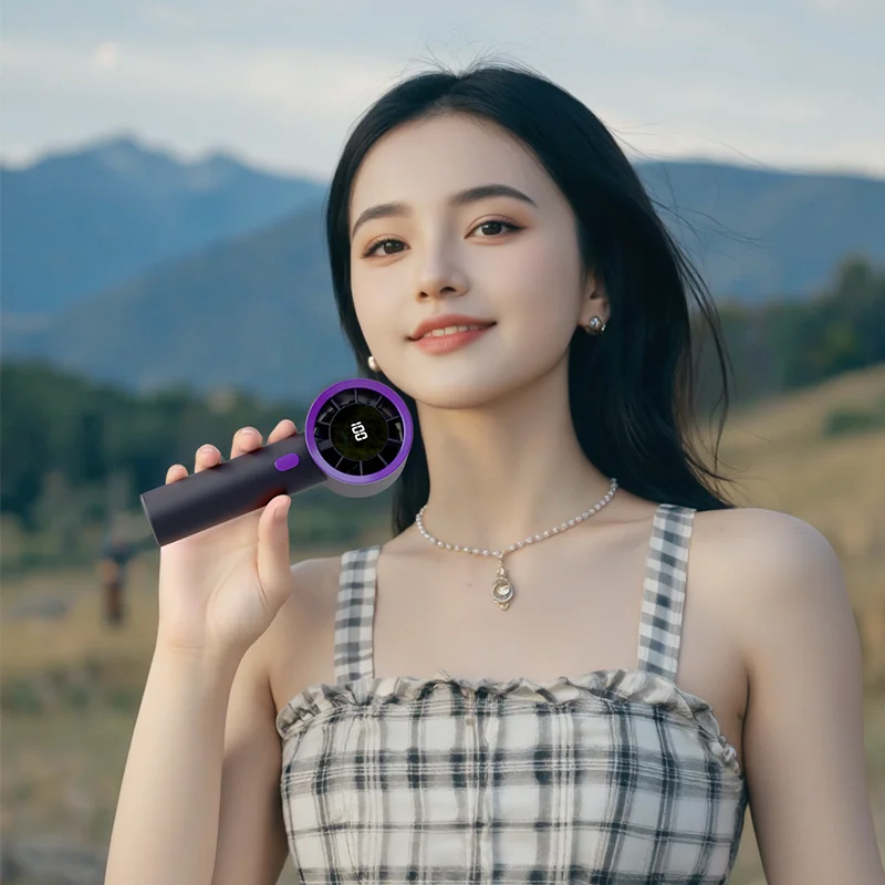 شاشة رقمية ذكية عالية الدقة، مروحة صغيرة محمولة ويمكن ارتداؤها