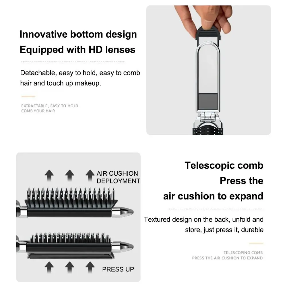 

Mini 2 in 1 Comb Mirror Set Square Cartoon Scalp Massage Comb with Mirror Anti Static Pocket Mirror Foldable Hair Comb