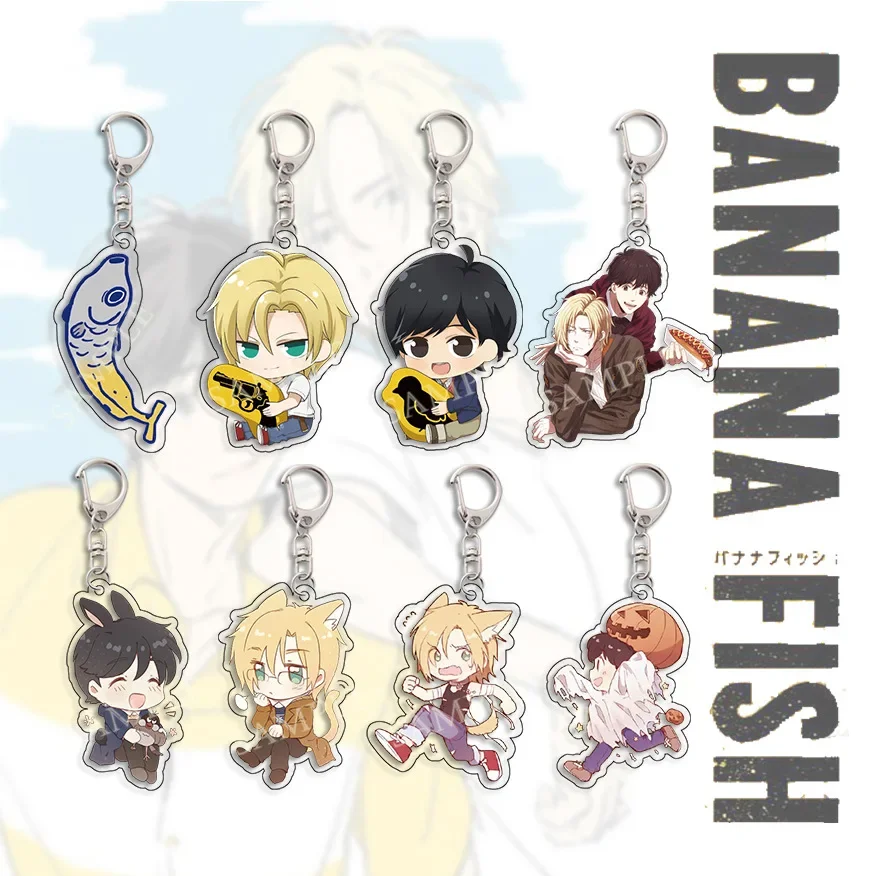 BANANA FISHS Acrylic Stand Keychains Figure Model Plate Holder Cake Topper Anime Cartoon Characters Car Bag Pendant Wholesale