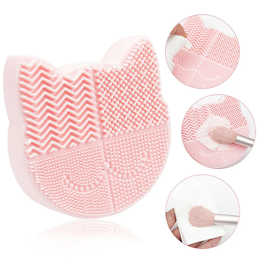 فرشاة مكياج، وسادة غسيل، وعاء قابل للطي، أداة تجميل، تنظيف وتجفيف، بيضة تجميل، رأس قطة، صندوق تنظيف من السيليكون