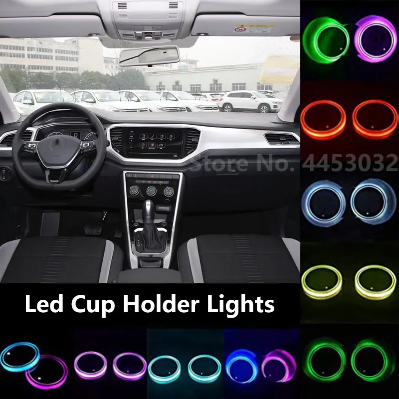 Led Cup Holder Lights For Volkswagen Golf 5 6 7 8 JETTA PASSAT B5 B6 B7 B8 MK4 MK5 Tiguan Decorative Lamps 7 Colors Mat Coaster