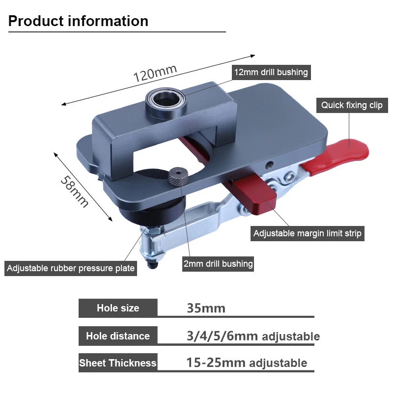 Punch Positioner Positioner Hinge Drill Bit Tool Cabinet 35mm Auger Woodworking Drilling Pocket Lock Clamp Door Hinge Opener