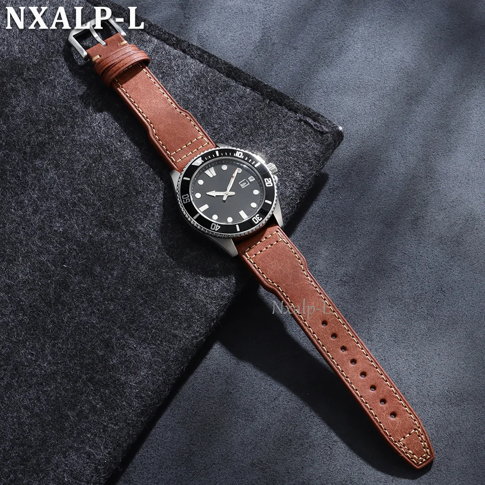 20mm 21mm 22mm Uhrenarmband aus Rindsleder für IWC Pilot Portugieser, genähtes Lederarmband, Herren- und Damen-Sportarmband, Zubehör – Detail 11