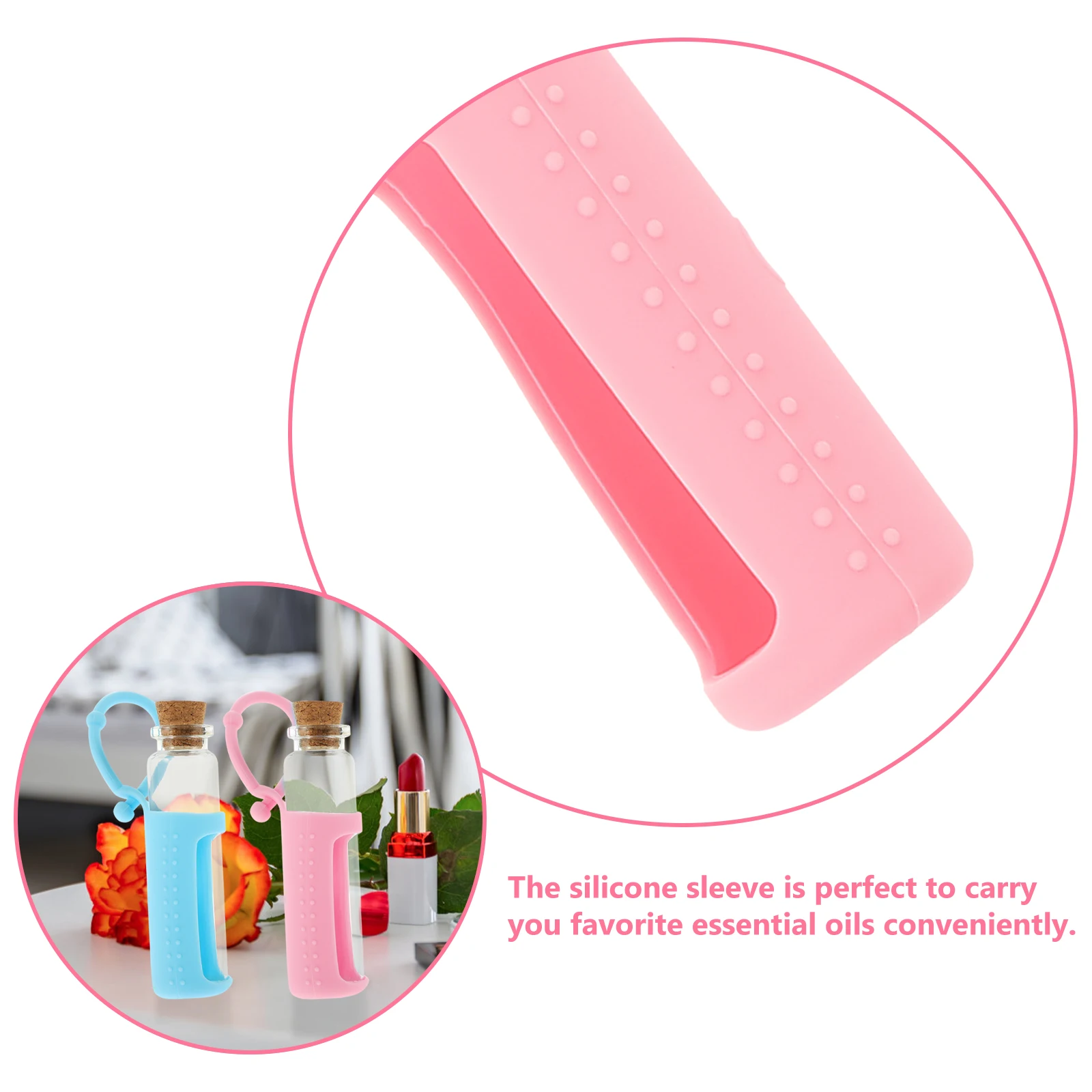 

6pcs 10Ml Roller Bottle Holder Silicone Essential Oil Protective Sleeve Carrying Case Cover For Purse Strap Belt Loop Adjustable