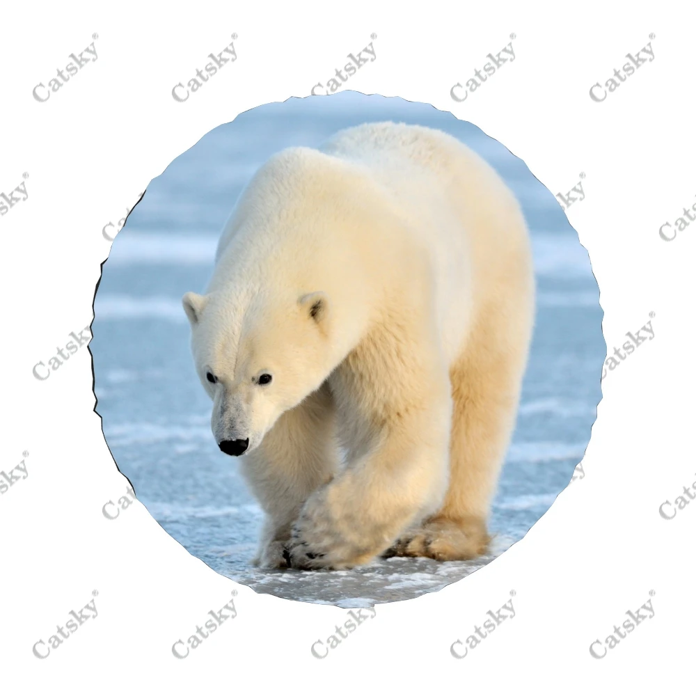 White Polar Bear Print Car Spare Tire Cover Waterproof Protect for Truck SUV Trailer Auto Accessories Camping Decoration 14-17in