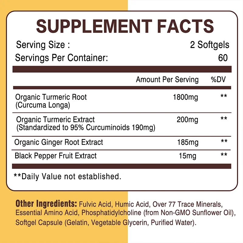 Liposomal Turmeric Curcumin - Improve Joint Comfort and Mobility, Promote Cardiovascular Health, and Stabilize Blood Circulation
