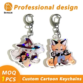 Custom Keychain Cartoon Acrylic Key Chain Photo Customized Anime Charms Hologram Clear…