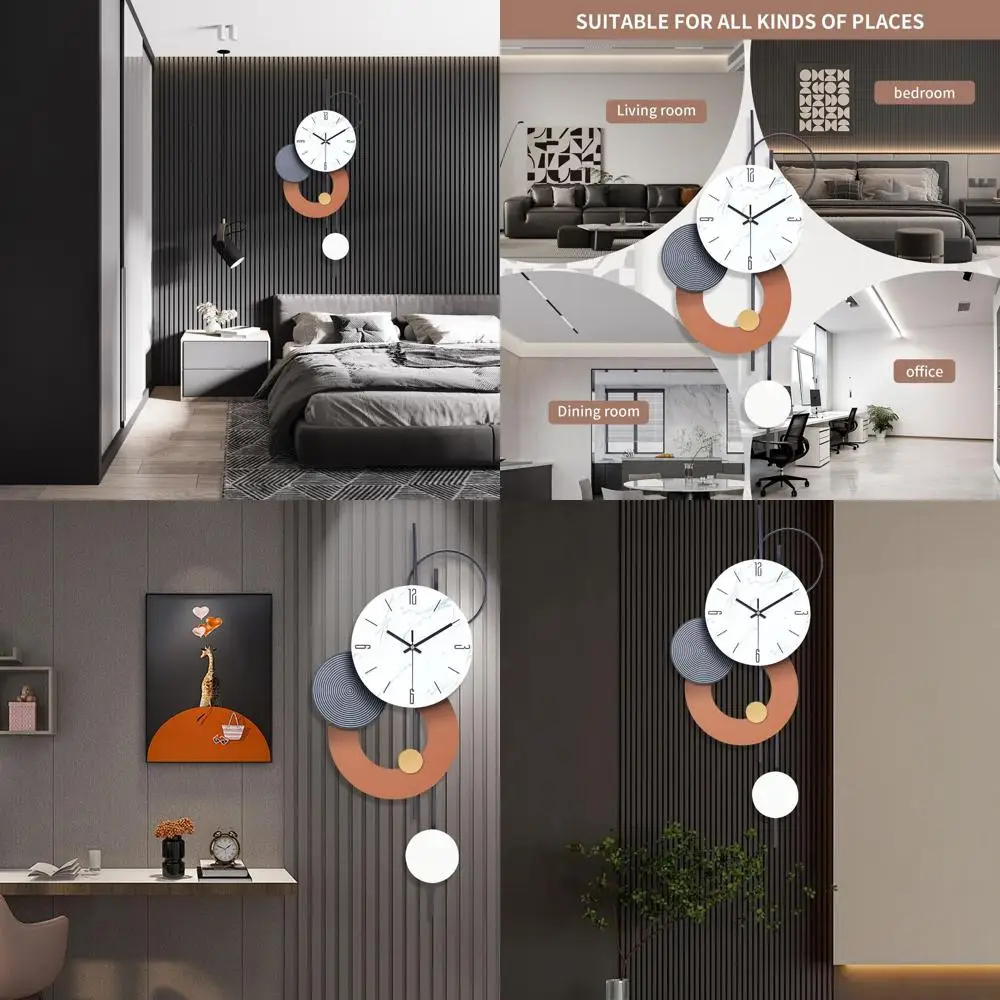 

Stylish Large Metal Wall Clocks - Silent, Battery-Powered Home Decor for Living Spaces, 14x28 Inches