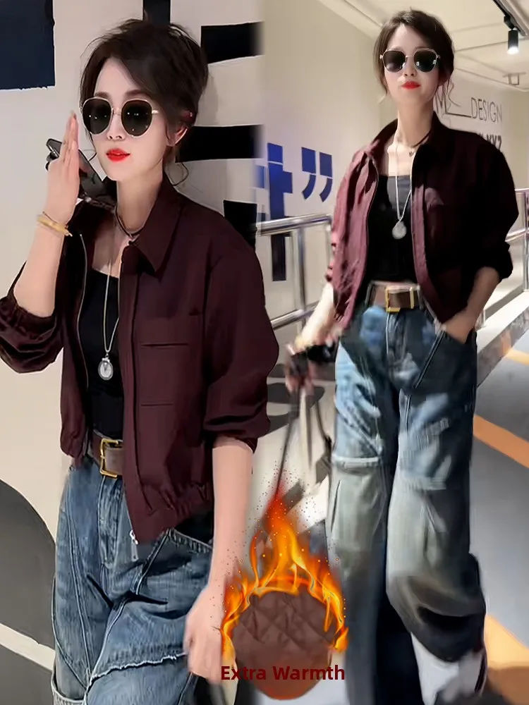 

Теплая женская зимняя куртка с флисовой подкладкой, утепленная, с капюшоном, высоким воротником и застежкой-молнией