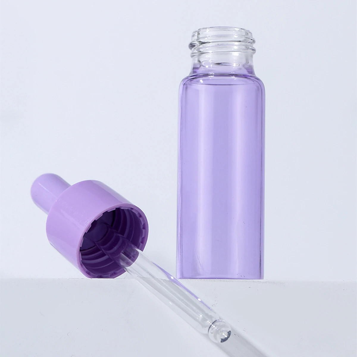 3pcs 5ml 10ml 15ml 20ml Purple Dropper Bottles Refillable Purple Lid Essential Cosmetic Glass Aromatherapy Liquid Bottle
