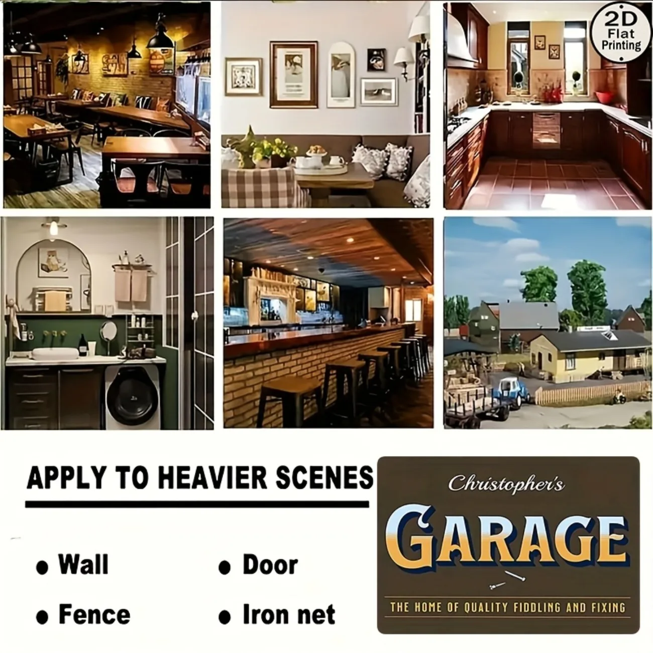 شخصية المرآب علامة معدنية اسم مخصص شعار مقاوم للماء ديكور المنزل في الهواء الطلق