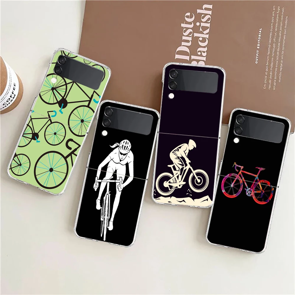 Telefon Fall Für Samsung Galaxy Z Flip 7 6 5 4 3 Harte Klapp Abdeckung Für Samsung Z Flip 6 Flip 5 Flip4 Mountainbike Radfahren kunst