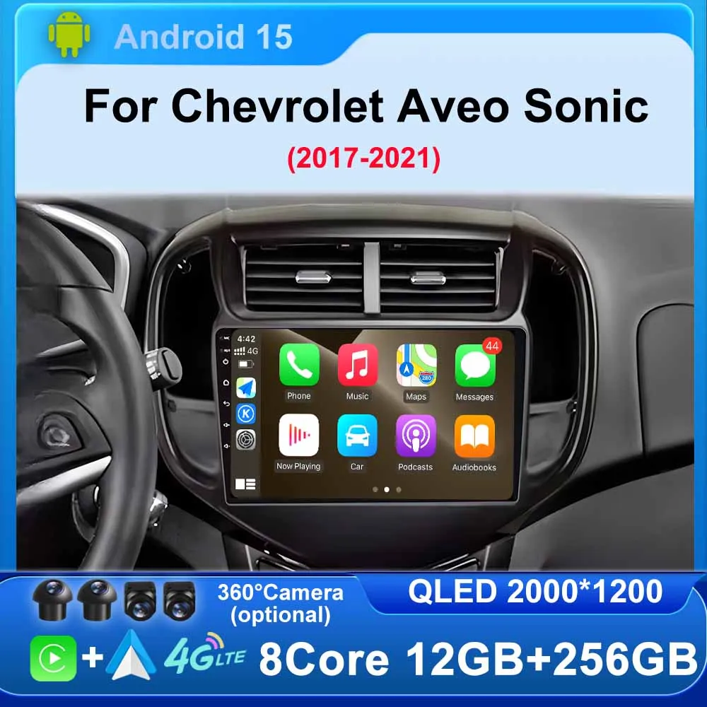 9 polegadas android 15 para chevrolet aveo sonic 2017-2021 rádio do carro wifi multimídia player navegação gps sem fio carplay unidade principal