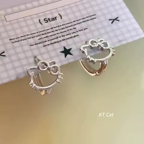 Pendientes Sanrio Hello Kitty Sweet Kawaii: Lindos Mini Colgantes de Orejas KT Cat, Joyería para Niñas, Regalos para Ella