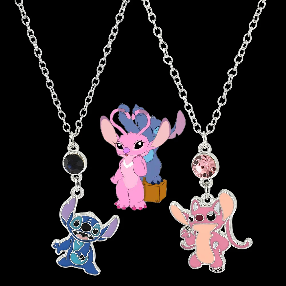 Cute Disney Stitch Necklace Cartoon Movies Lilo & Stitch Couple Pendant Necklace for Girl Jewelry Accessories Gifts