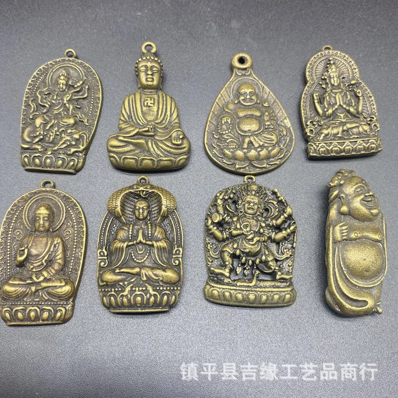 

Ksitigarbha Статуя Гуаньинь Подвеска Латунь Будда Медная Табличка Брелок C