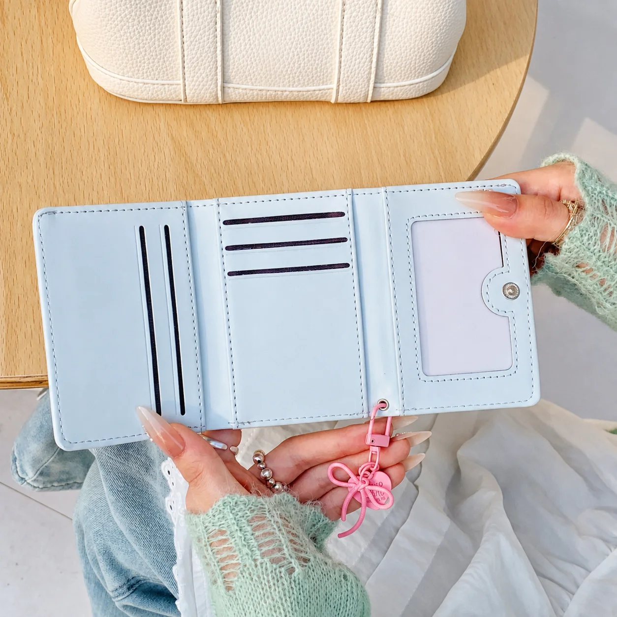 Short Wallet Multi-Slot Card Wallet Ladies Wallet Tri-Fold For Dating Commuting Daily Use