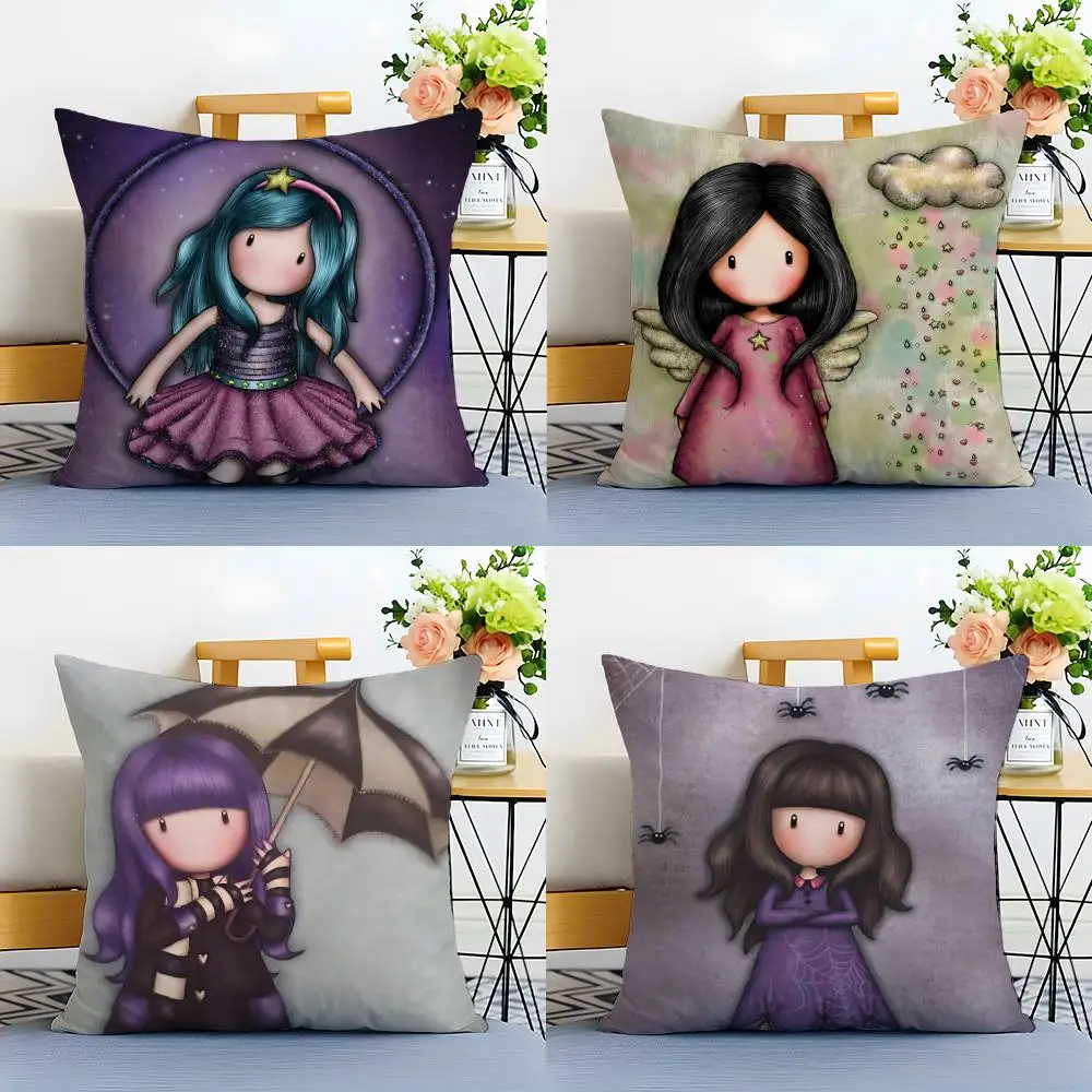 Cartoon S-Santoro Gorjuss Cushion Cover Washable Linen Pillowcase Soft  for Sofa Bed Cozy Home Room Decor