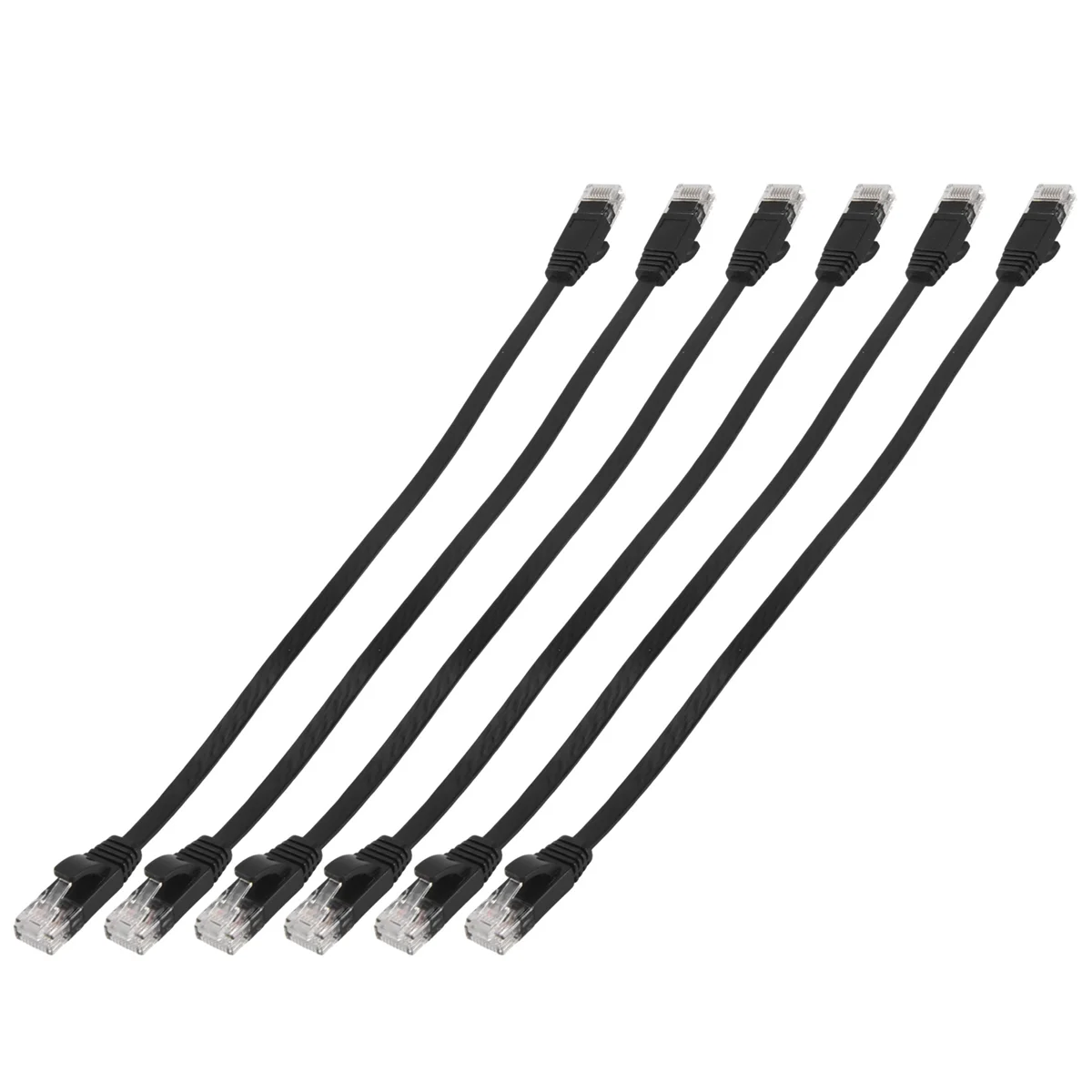 ABQR 6 Pcs 1 Ft Flat Internet Network Cable Solid Cat6 High Speed Patch Lan Wire With Snagless Rj45 Connectors
