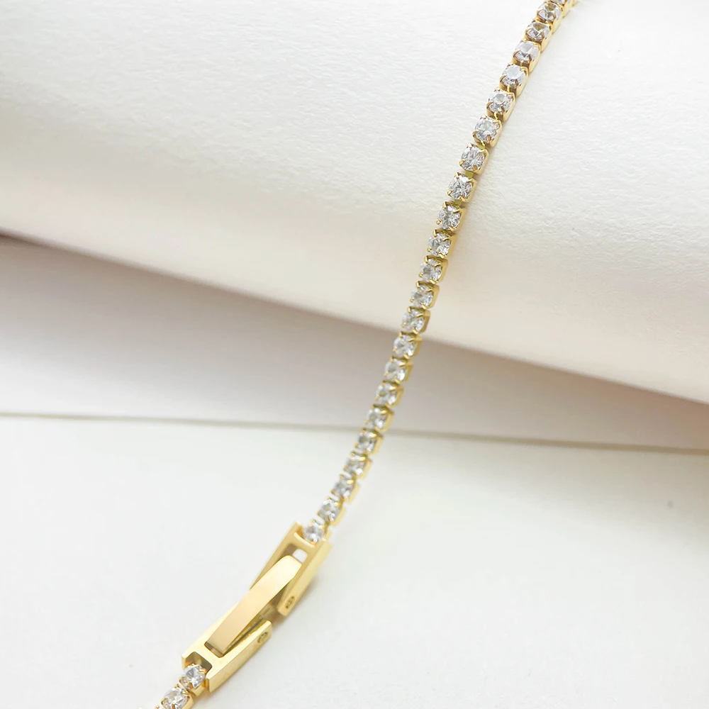 Women's Cluster CZ Link Chain Tennis Bracelet